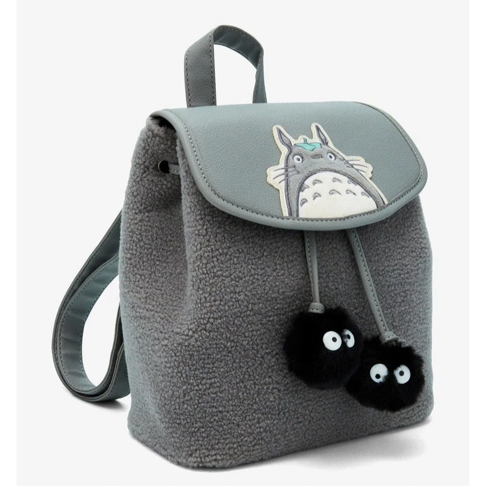 NEW!‎ Studio Ghibli My Neighbor Totoro Gray Sherpa Slouch Backpack & WALLET SET!